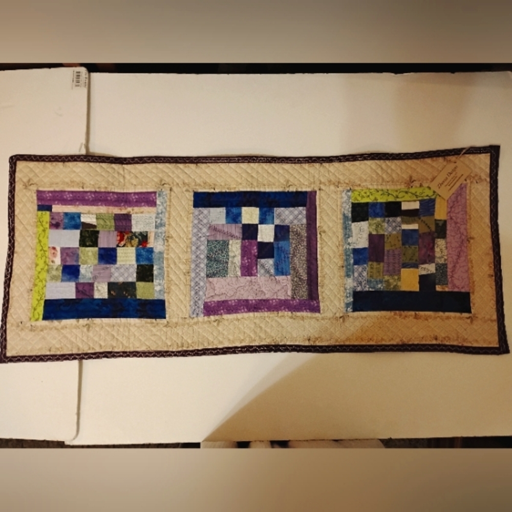 Colorful Quilted Patchwork Table Runner 43.5' x 18'